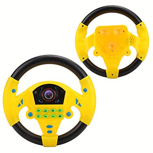 Gedourain Lenkradwerkzeug kinderlenkrad zum spielen im auto praktisch ausgestattet mit Saugnapf Musiklenkrad für(Gelb) spielzeug lenkrad für auto beifahrer Jouets musicaux