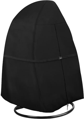 Dokon Hanging Chair Cover Waterproof Outdoor Cocoon Swing Egg Chairs Covers with Zipper, Windproof Anti-UV Heavy Duty 420D Oxford Fabric Patio Garden Hanging Egg Chair Cover 190 x 115cm, Black