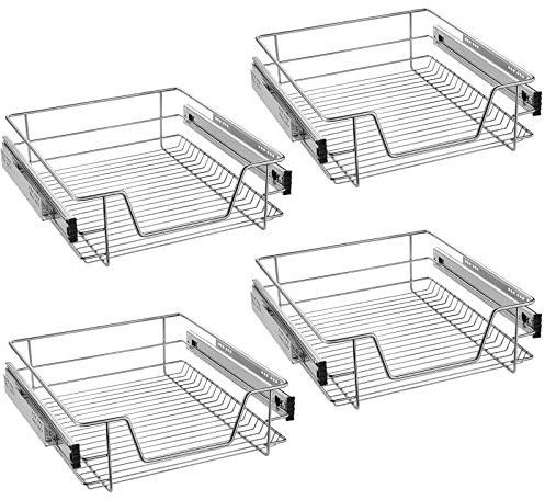 UISEBRT 4x Küchenschublade Teleskopschublade 50cm - Küchenschrank Schrankauszug Schlafzimmerschränke Korbauszug vollauszug (50cm)