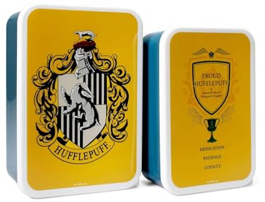 Harry Potter Half Moon Bay Hufflepuff | Snack Box Set | Official Merchandise | 2 Piece Bento Lunch Box for Kids & Adults Yellow