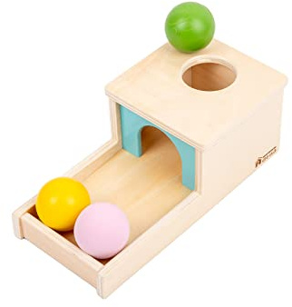 Adena Montessori Wooden Toy for 6-12 Month Baby 3 Balls with Tray, Object Permanence Box Colorful Learning Education Toy for Toddler Kid 1-2 Year Old, Preschool Developmental Girl and Boy Gift