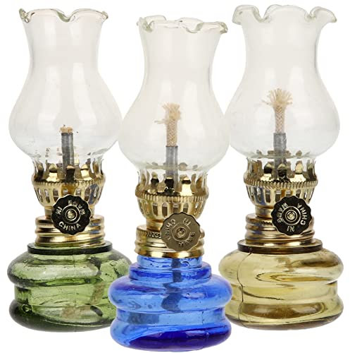 Beaupretty 3 lampade a olio vintage in vetro a petrolio per interni, lampada a cherosene, lanterna a cherosene, lampada retrò buddista, lanterna per decorazione della casa