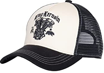 King Kerosin Cappellino da uomo per camionista,cappello da baseball,cotone,cappello a maglia,Snapback con rete,berretto curvo,berretto regolabile, beige., Taglia unica