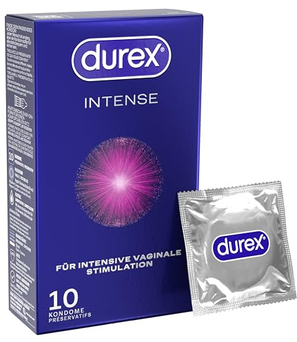 Durex Kondome genoppt und gerippt mit Stimulationsgel für eine intensive Befriedigung der Frau Durex Intense Orgasmic 40 Stück