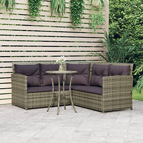 Festnight Gartenlounge Polyrattan Lounge Gartenmöbel Set Rattan L Form Loungemöbel Terrasse Eck Sitzgruppe Garten Terrassenmöbel Ecksofa Ecklounge Gartensofa Rattansofa mit Tisch, Grau