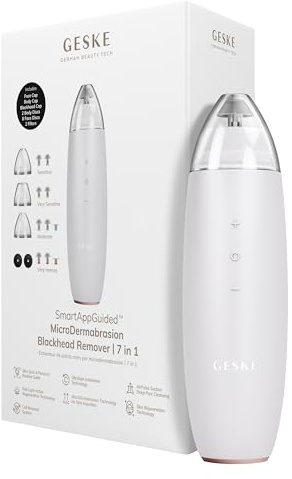 GESKE MicroDermabrasion Blackhead Remover 7 in 1 Mitesserentferner | SmartAppGuided™ MicroDermabrasion Blackhead Remover | Elektrischer Porenreiniger | Innovativer Vakuumsauger