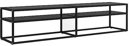 vidaXL TV-Schrank Schwarz 180x40x40,5 cm Hartglas