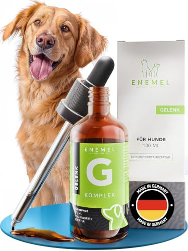 ENEMEL Gelenk Komplex Hund Tropfen 100 ml – flüssiges Nahrungsergänzungsmittel Hund mit Kollagen, Hyaluronsäure & MSM, Alternative zu Tabletten oder Kapseln, zur täglichen Fütterung, Made in Germany