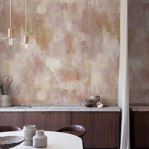 Grandeco Abstract Texture Distressed Concrete 3 Lane repeatable Textured Wallpaper Mural, Blush 2.8 x 1.59m ML4201