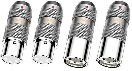 Viborg 2 Male XLR Stecker 3-polig Adapter XLR Lötanschluss+2 Buchse Kupplung female Kabelkonfektionierung Mikrofonstecker-Reines Kupfer rhodiniert 4 Stück