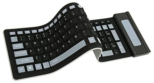 Bewinner Tastiera in Silicone Pieghevole a 103 Tasti, Flessibile Soft Touch Portatile, Avvolgibile con Ricevitore USB, Impermeabile