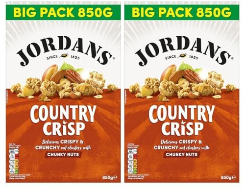 Jordans Country Crisp Chunky Nuts Oat Clusters Wholegrain Cereal Pack of 2 x 850g | Bigger Pack | Mouth-Watering Combination of Crunchy Nutty Deliciousness | Sold by Essential Products