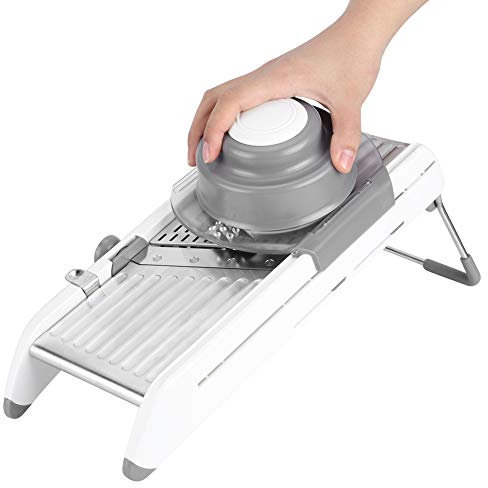 Mandolina de Cocina Profesional, Cortador de Verduras Manual con 4 Cuchillas Ajustables y Protección de Mano, Cortadora de Mandolina para Patatas, Queso, Tomates, Verduras y Cebollas