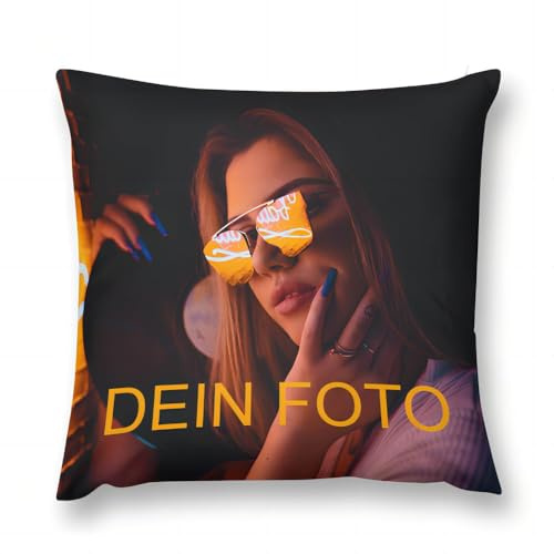 LAMAME Personalisierte Kissen mit Foto, Foto Kissen mit Bild, Kissenbezug mit eigenem Foto und Text, Muttertag, Geburtstagsgeschenk (60x60cm)