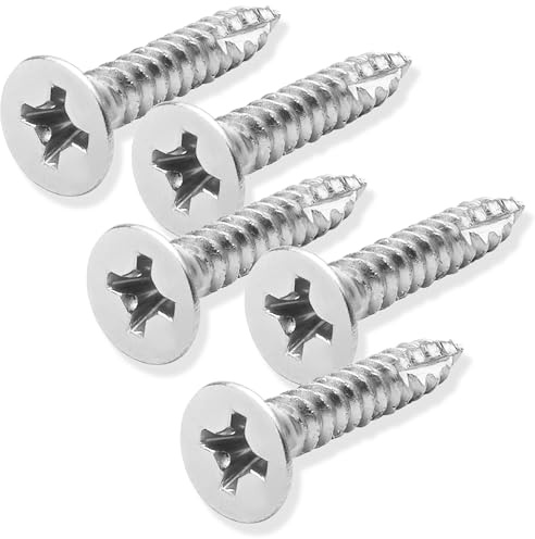 Cauldham Chrome Wood Screws #9 x 1 Inch for Door Hinges - 25 Pack