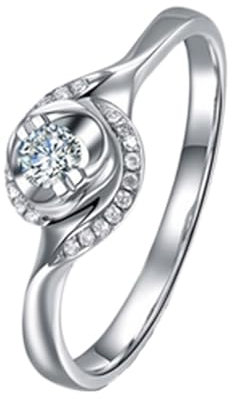 Freundschaftsring Gravur, Freundschaftsringe Aus Weissgold 18 Karat Weißgold Lab Diamant 0.12CT Weiß Rundschliff VVS mit Diamant Natur 0.05CT Weiß