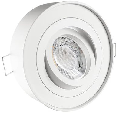 LED Aufbau Einbaustrahler weiß pulverbeschichtet | rund | 360° schwenkbar | Lochmaß Ø 85mm - 90mm | geringe Einbautiefe 19mm Farbe 5W LED Modul flach warmweiß COB 230V