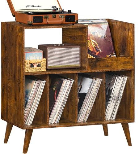 Gran soporte para discos con almacenamiento, soporte para tocadiscos con estante, soporte para discos de vinilo con superficie de presentación, soporte para hasta 300 álbumes, estantería para sala de