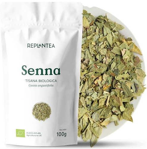 TISANA SENNA BIO 100g (50 Tazze) | Foglie di Senna per Regolarità del Transito Intestinale | Foglie di Senna Tritate per il Tè o l'Infuso REPLANTEA
