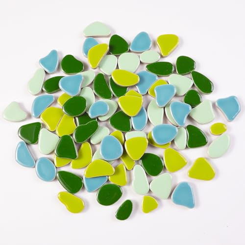 454g (1 LB) Mini Ceramic Pebbles Mosaic Tiles for DIY Crafts Art, Random Color Irregula Glazed Porcelain Ceramic Tiles for DIY Mosaic Art Craft Projects and decorations (OP300)