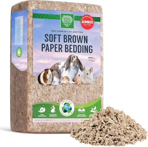 SMALL PET SELECT Premium Natural Paper Bedding for Guinea Pig, Rabbit, Hamster, Bunny & Small Animals, Soft Brown Pet Bedding With Odor Control, Made in the USA, 178L