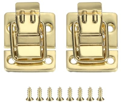 PATIKIL Loquets À Bascule De Fixation Pour Coffre Métal Doré 2Pcs | Boucles De Valises, Serrure À Loquet De Coffre Rétro Avec Vis, Pour Caisse D'Emballage En Bois, Boîte À Outils
