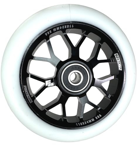 Fantic26 Spy7 Stunt Scooter Rolle I Trick I Tret I Kinder I Roller I Reifen I Rad I Ersatz I Wheel I 110mm I ABEC-11 I Schnell I Leise I Park I Street (Schwarz/Pu Weiss)