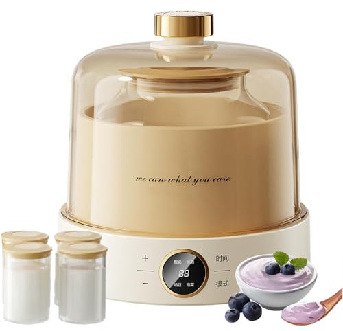 Yogurtiera Elettrica, Macchina Per Fare Yogurt Con 4 Contenitori Con Coperchi Per Barattoli Di Vetro/vasi Per Yogurt,pannello Touch A Led, Facile Da Pulire,controllo Della Temperatura Costante E Timer