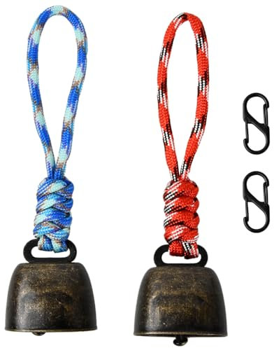 2 Pack Vintage Bronze Jingle Bells, Anti-Lost Bell, Mini Hanging Bells, for Outdoor Hiking, Backpack Pendants, Animal Necklaces