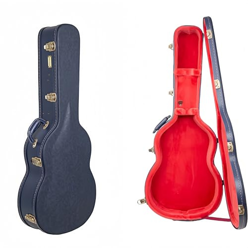 Crossrock Custodia in legno per chitarra classica 4/4 | Finitura scolpita Red Wood, interno peluche avorio, serratura – Premium Wooden Hardshell Relief Series