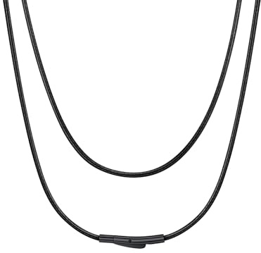 ChainsHouse 2MM 55CM Collana Corda di Cuoio Cordina Pelle Uomo Collana Traspirante in Pelle Chocker Girocollo Caucciu Collana Uomo Cordoncino per Collana Nero di Alta Qualità