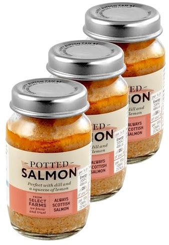 3 x 75g Potted Salmon Sandwich Spread Paste Jars, Made in The UK