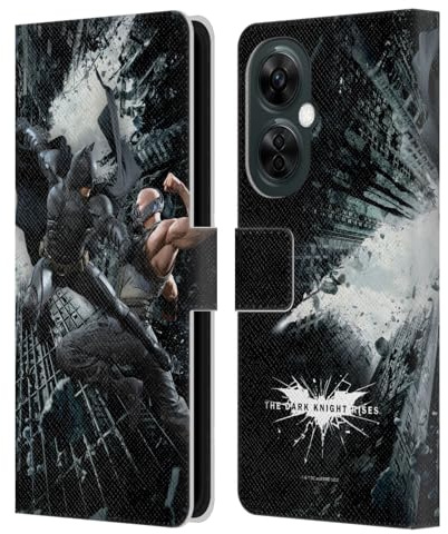 Head Case Designs Licenza Ufficiale The Dark Knight Rises Batman Contro Bane Personaggio Art Custodia Cover in Pelle a Portafoglio Compatibile con OnePlus Nord N30