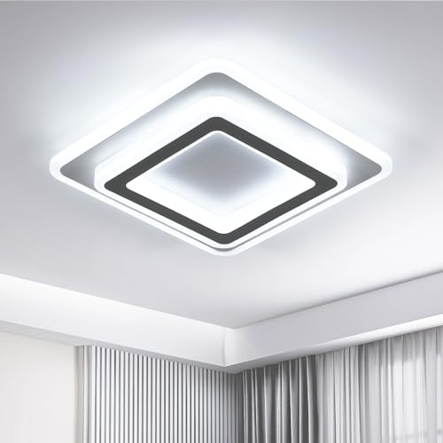 Goeco Plafoniera LED Soffitto Quadrata, 38W 4275 lm Lampada da Soffitto Moderna in Acrilico 6500K Luce Bianco Freddo Lampadario LED per Camera da Letto Soggiorno Cucina, Bianco 30x30 CM