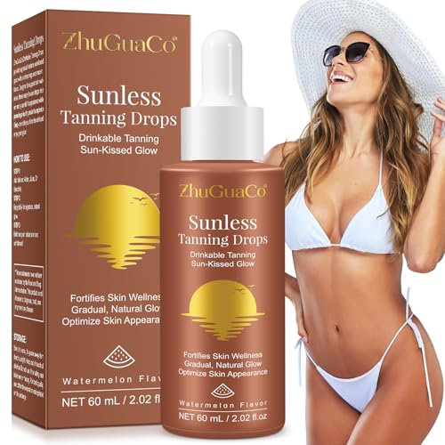 Sunless Tanning Drops per viso e corpo, gocce abbronzanti da bere, promuovono la salute e la pigmentazione della pelle, senza danni al sole, abbronzatura rapida