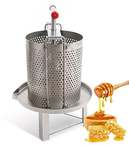 MZBDYYF Honigpresse aus Edelstahl, 12 l, 2-in-1, manuelle Honigpresse, Wachspresse und Honigpresser, Extraktor mit Filtertasche, für Imkerei oder gewerbliche Nutzung
