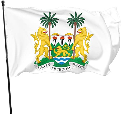 Bandera con el emblema nacional de Sierra Leona, 3 x 5 pies, para decoración de jardín y exterior