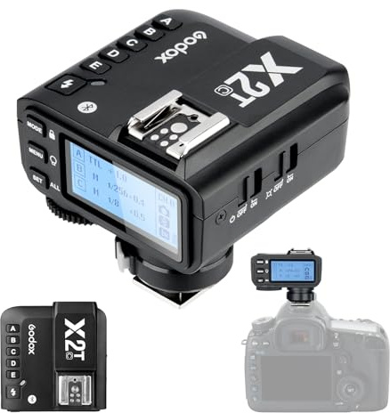 Godox X2T-C TTL Wireless Flash Trigger for Canon - 2.4G 100m Range, 1/8000s HSS, with Hot Shoe for Flash Connection, 5 Groups & 32 Channels, Bluetooth APP Control, Compatible with Canon Cameras