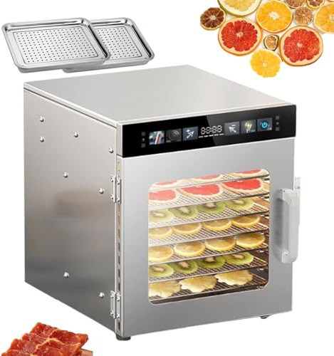 CRBUDY Déshydrateur Alimentaire électrique 30~90°C, avec Plateau à thé et fenêtre en Verre, 195 x 280 mm/285 x 385 mm, pour Fruits secs, viandes séchées et Fleurs.