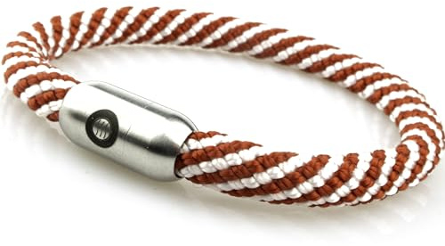 fish and ships Segeltau Armband Damen Herren Kinder Candy Cane (rot weiß)– Magnetarmband Wasserfest – Geflochtenes Armband – Surfer Armband – Maritimes Boho Armband – Handmade Berlin