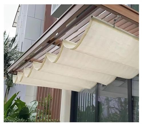 Vela ombreggiante retrattile impermeabile, blocco UV, per cortile, patio e terrazza, copertura versatile per tetto pergolato (1 x 8 m)