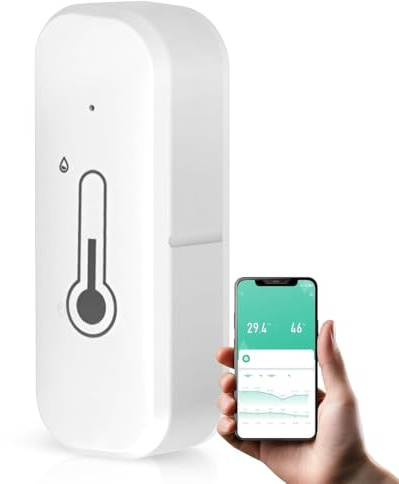 WiFi Humidity Temperature Monitor, Smart Hygrometer Thermometer with TUYA App, High Precision Indoor Outdoor Sensor with Remote Monitor Notification Alert for Baby Pet Garden Office
