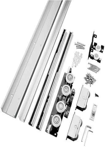 Invisible Ghost Door Hardware kit,Invisible Track Two-Way Buffer Track Dedicated Wooden/Aluminum Alloy Door Accessories(150cm)