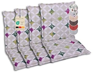 GO-DE Textil Bequeme und attraktive Polsterauflagen für Niederlehner-Gartenstühle (4er-Set, Colibri grün, Niederlehner)
