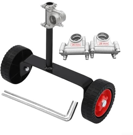 Carrello decespugliatore con attacco a ruota per decespugliatore, compatibile con albero da 26 mm e 28 mm, carrello per bordi del prato, accessorio da giardino con spazzola