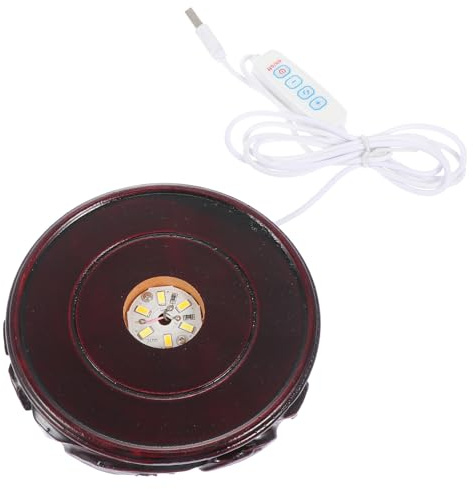LIFKICH Base Luminosa LED Tricolor de Madera Imitación Secuoya Soporte para Bola de Cristal, para Decoración Navideña y Ambientes Interiores