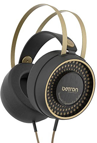 Betron Retro Wired Over-Ear Headphones with 50mm Stereo Drivers, 3.5mm Jack, Tangle-Free Cable, Memory Foam Earcups
