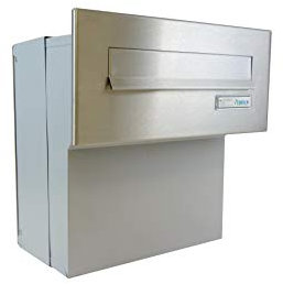 F-04 Cassetta postale passante a muro in acciaio inox con targhetta portanome (profondità: 19-27 cm) - LETTERBOX24.de