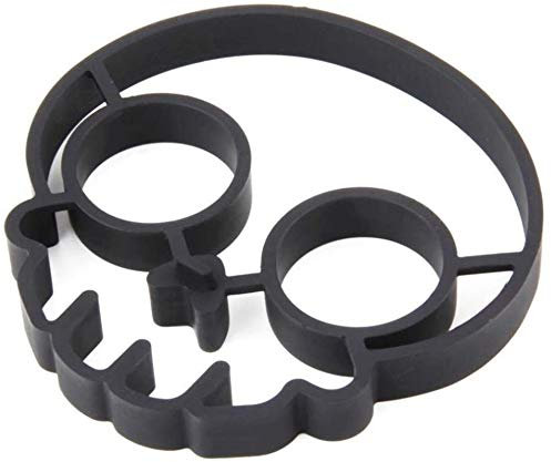 BSGP Silikon-Spiegelei-Form (Totenkopf-Form) - Eierring - 14 x 12 x 1,5 cm - Antihaftbeschichtung - Silikon - Omelette-Ring