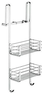Colombo Design B9634 – Porta Oggetti Doccia/Vasca da Appendere – Griglia in Ottone Cromato – Senza Fori – 25 cm – Mensola Bagno Universale